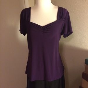 Sweetheart neckline purple top